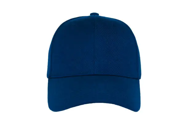 Baseball cap color navy close-up of front view on white background