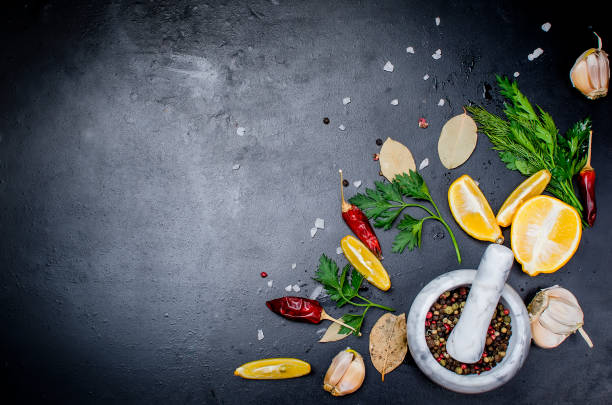 istock spices herbs and greens. Ingredients for cooking. 936377046