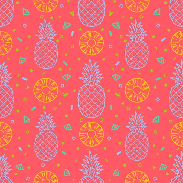 Vector illustration of Pineapple fruits seamless pattern background vector format