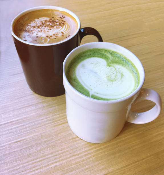 cappuccino , latte ,matcha latte,Green tea latte ,  latte art , hot coffee