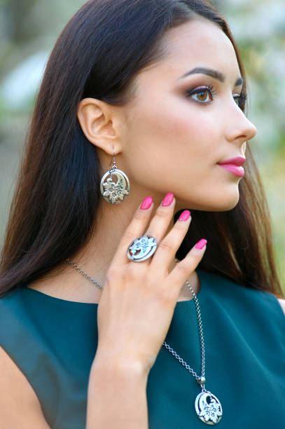 istock model shows decoration from the spring collection jewelery and accessory 936384364