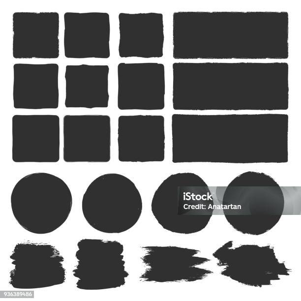 Rough Edge Box Hand Drawn Brush Background Stock Illustration - Download Image Now - Square - Composition, Drawing - Activity, Drawing - Art Product