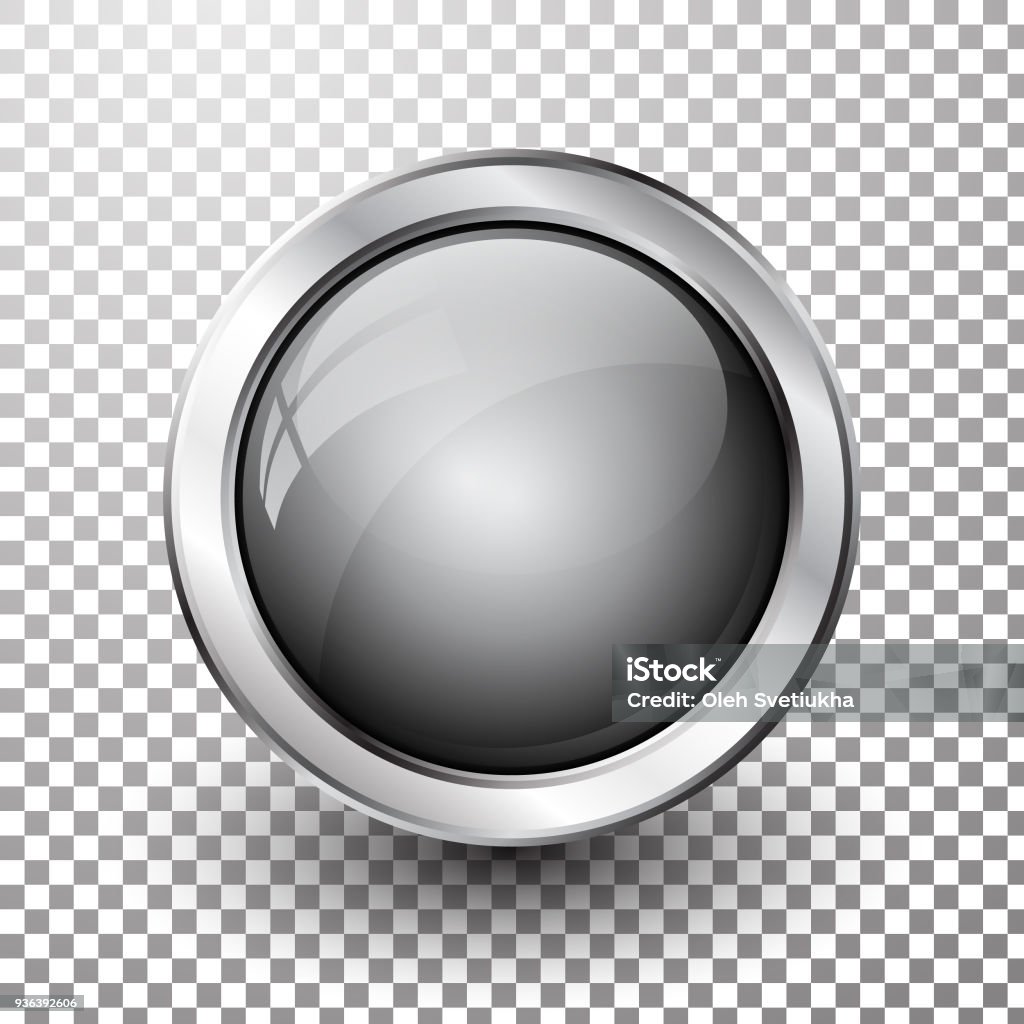 Grey Button Uiimage Grey Shiny Button With Metallic Elements Vector Design For Website ...
