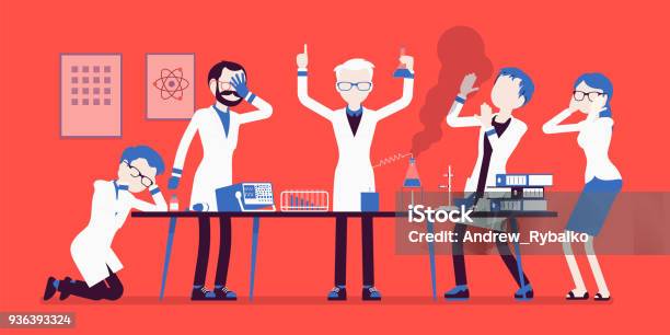 Failure In Science Mad Scientist Failed Chemical Experiments Stock Illustration - Download ...