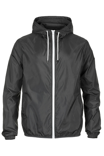 Warm gray windbreaker jacket with hood