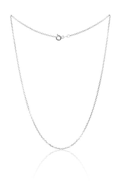Silver necklace chain isolated on white background