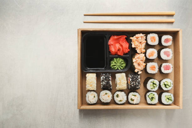 istock Top view set of sushi maki and rolls 936397834