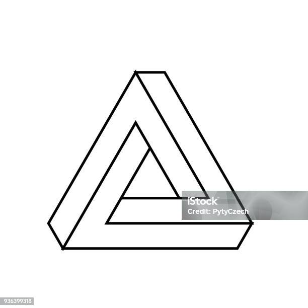 Penrosedreieck Geometrisches 3dobjekt Optische Täuschung Schwarzen Umriss Vektorillustration Stock Vektor Art und mehr Bilder von Dreieck
