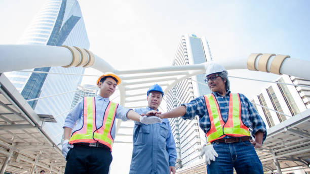 istock Engineer meeting,discussion with construction blueprint on site work,Business man meeting 936399740