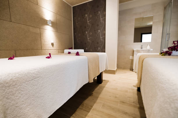 istock Massage beds in spa resort room 936400206