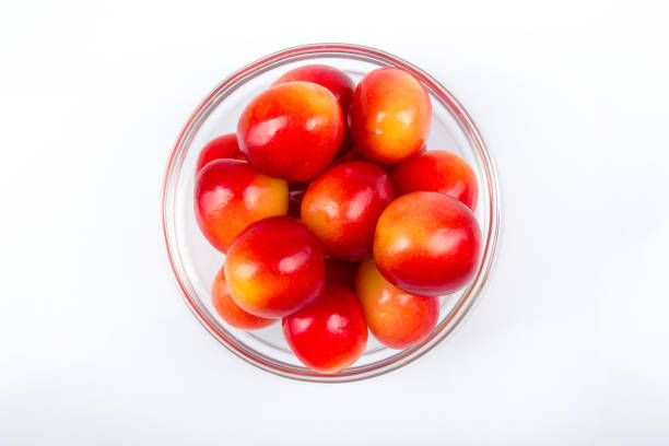 istock Fresh cherry on plate on Isolated white background. fresh ripe cherries. sweet cherries. Berries 936402464