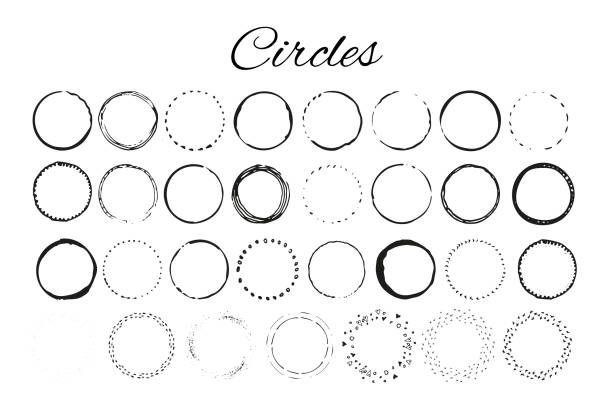 ilustrações de stock, clip art, desenhos animados e ícones de handdrawn logo elements with circles. design your own perfect logo. - girlie