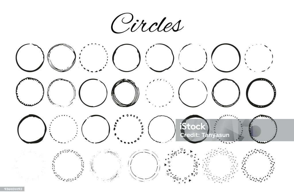 Handdrawn logo elements with circles. Design your own perfect logo. Handdrawn logo elements with  circles. Design your own perfect logo. Logotype templates. Logo design isolated on background and easy to use. Vector illustration Circle stock vector