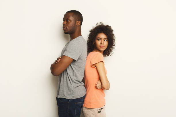 istock Break up, upset couple back to back after quarrel 936409408