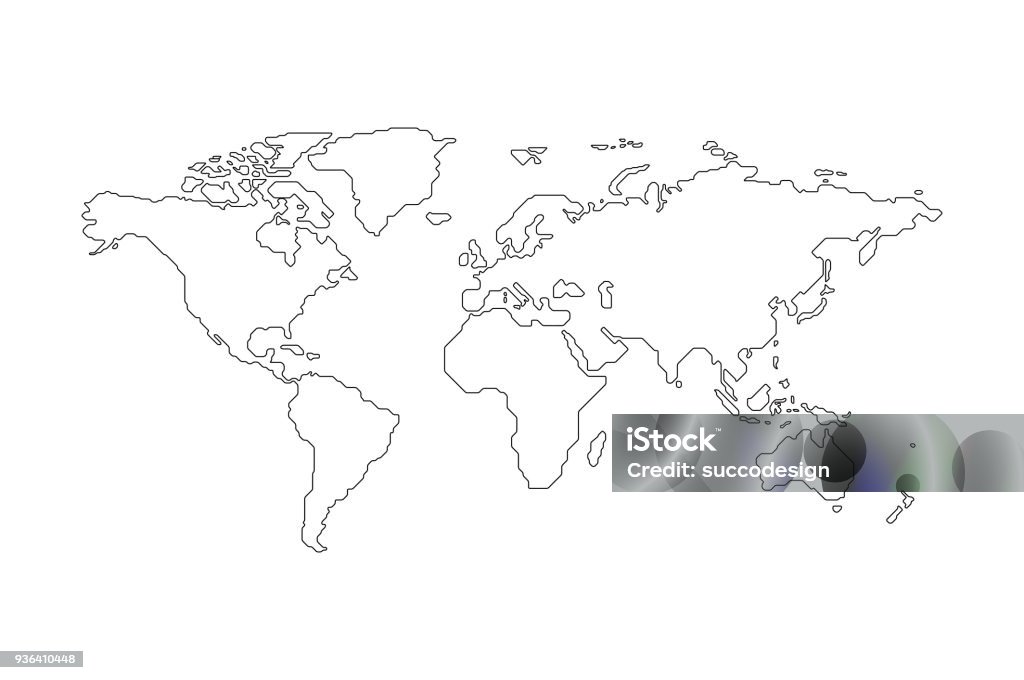 Noir décrit la carte du monde - clipart vectoriel de Planisphère libre de droits