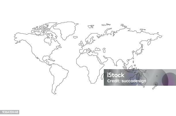 Noir Décrit La Carte Du Monde Vecteurs libres de droits et plus d'images vectorielles de Planisphère - Planisphère, Contour, Carte