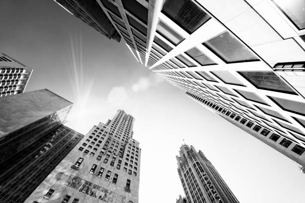 istock Skyscrapers From Below, Chicago. Black And White. 936410772