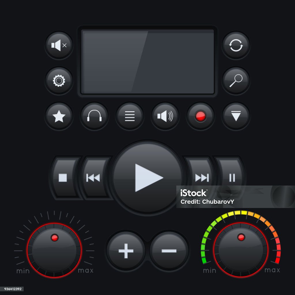 Programable Media Buttons Set Of Media Interface Buttons With Display Stock Illustration ...