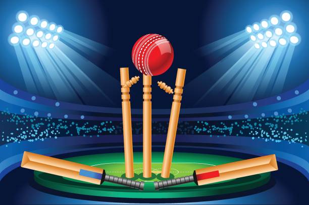 illustrazioni stock, clip art, cartoni animati e icone di tendenza di sfondo vettoriale dello stadio di cricket - pioli