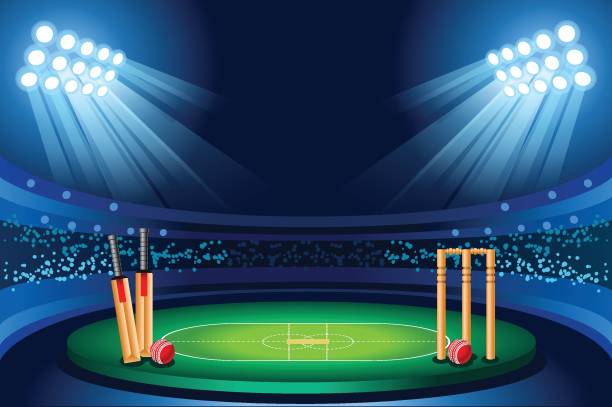 cricket-stadion vektor hintergrund - cricket stock-grafiken, -clipart, -cartoons und -symbole