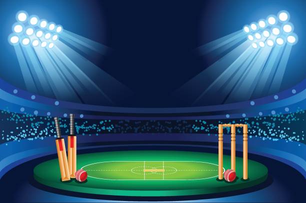 крикет стадион вектор фон - cricket bat stock illustrations