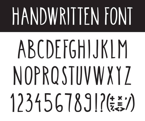 odręczny litera czcionki alfabetu ze znakami interpunkcyjnymi i cyframi. ręcznie rysowane. ilustracja wektorowa. - question mark number exclamation point ampersand stock illustrations