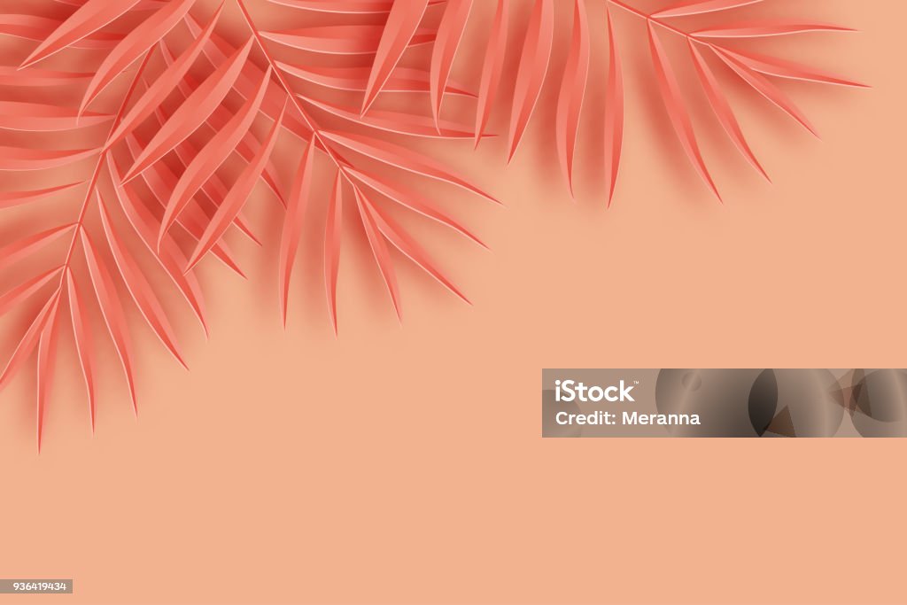 Tropical paper palm leaves frame. Summer tropical leaf. Origami exotic hawaiian jungle, summertime background. Paper cut. Minimal. Pastel art colorful style. Summer stock vector Tropical paper palm leaves frame. Summer tropical leaf. Origami exotic hawaiian jungle, summertime background. Paper cut. Minimal. Pastel art colorful style. Summer stock vector