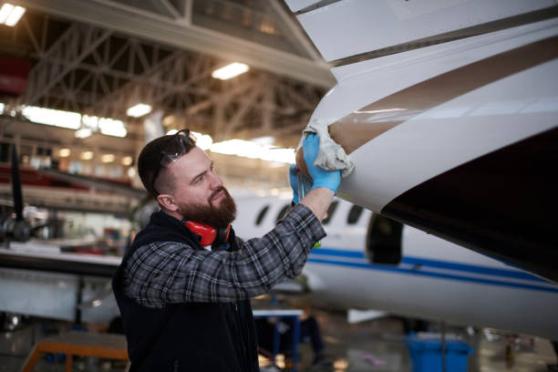 istock Aircraft mechanic in the hangar 936426410