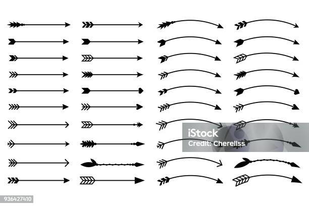 Flèches De Hipster Flèches Dans Un Style Bohème Flèches Tribales Ensemble De Flèches De Style Indien Flèches Décoratives Rustiques Vector Vecteurs libres de droits et plus d'images vectorielles de Flèche directionnelle