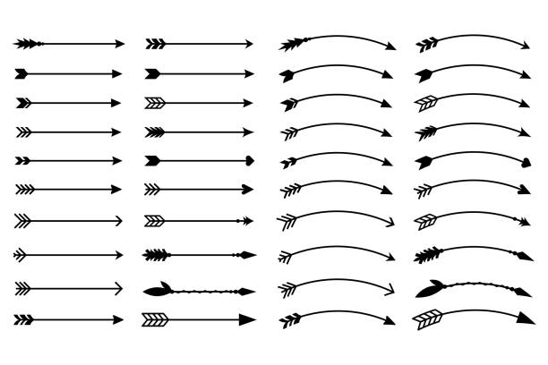Hipster arrows. Arrows in boho style. Tribal arrows. Set of Indian style arrows. Vector collection