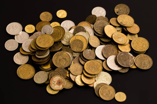 istock Old coins of the USSR on a black background 936429186