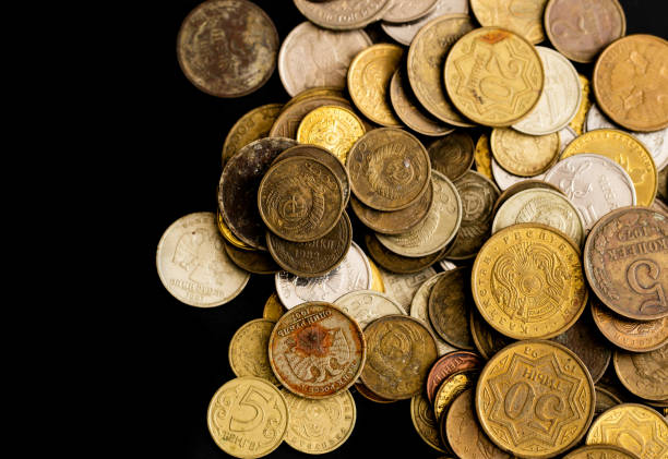 istock Old coins of the USSR on a black background 936429254