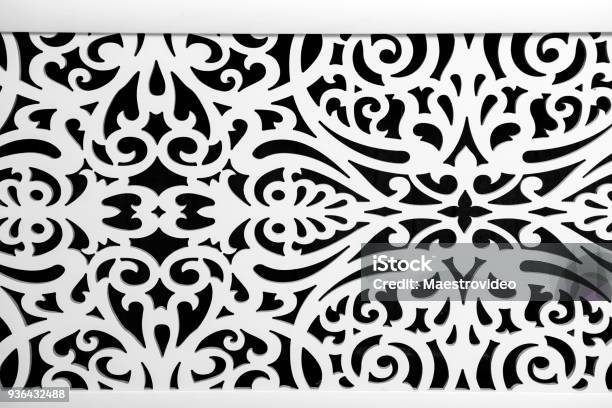 Carved Relief White Ornament Stock Photo - Download Image Now - Abstract, Arabic Style, Archival