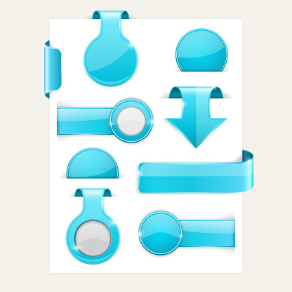 Blue Shadow Sticker Shiny Blue Stickers With Transparent Shadow Design Template Elements ...