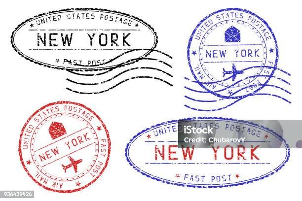 New York Mail Stamps Collection Faded Colored Impress Stock Illustration -  Download Image Now - iStock