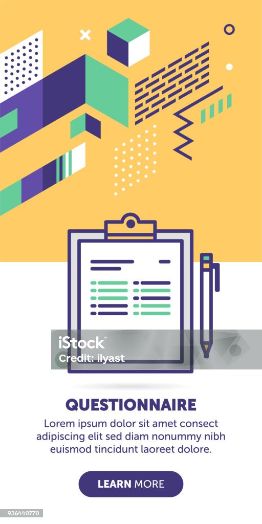 Questionaire Poster Questionnaire Banner Stock Illustration - Download Image Now ...