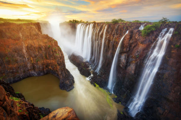 Victoria Falls in Zambia and Zimbabwe Victoria Falls in Zambia and Zimbabwe taken in 2015 zambia stock pictures, royalty-free photos & images
