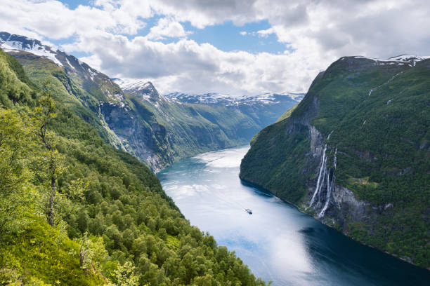 istock Summer landscape with fjord and waterfall, Norway 936441330