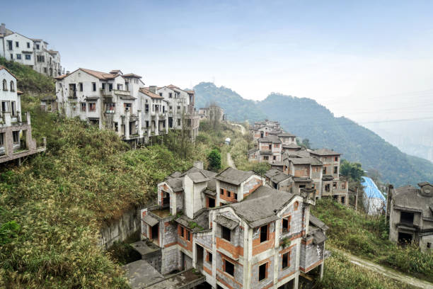 The dilapidated villas are in the outskirts