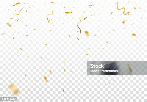 Gold Confetti Background Isolated On Transparent Background Stock Illustration - Download Image Now