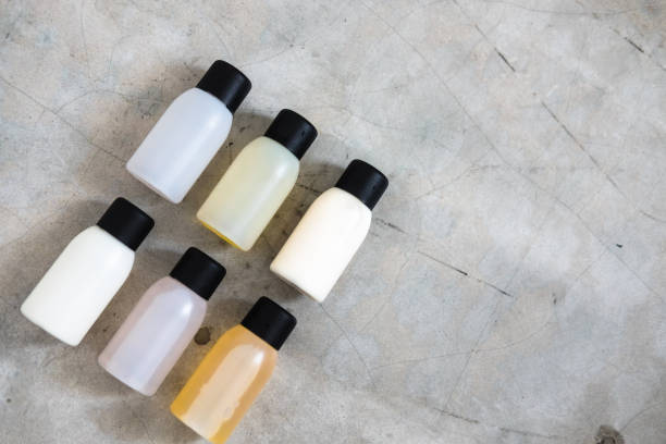 istock Travel size beauty products overhead 936444492