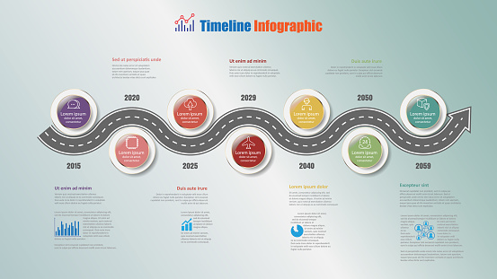 Map Timeline Path Road Map Timeline Infographic With 7 Steps Circle Vector Illustration ...