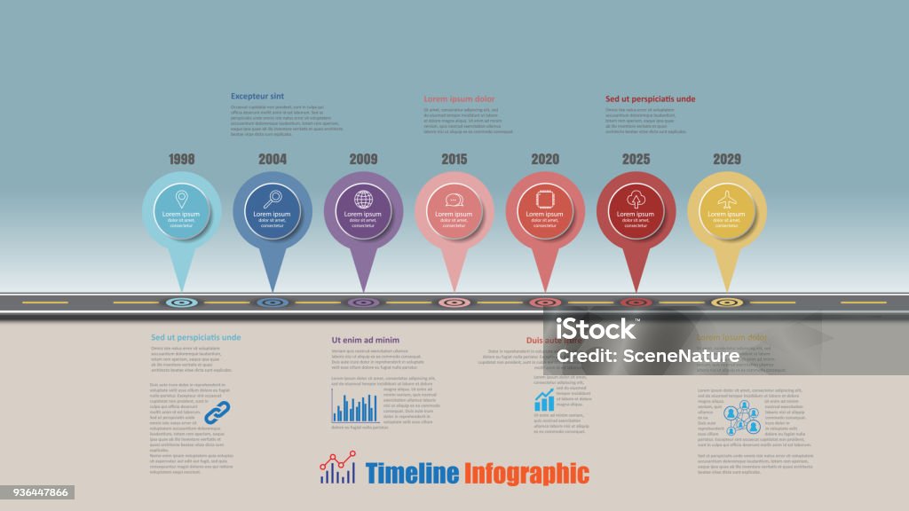 Map Timeline Path Road Map Timeline Infographic With 7 Steps Pins Vector Illustration ...
