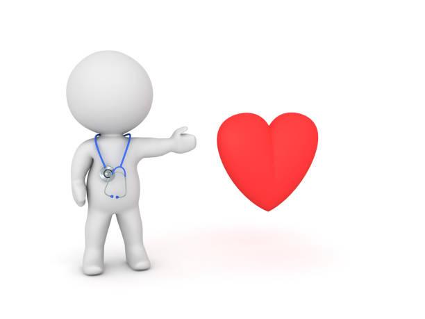 istock 3D Character with stethoscope showing a red heart shape 936450932