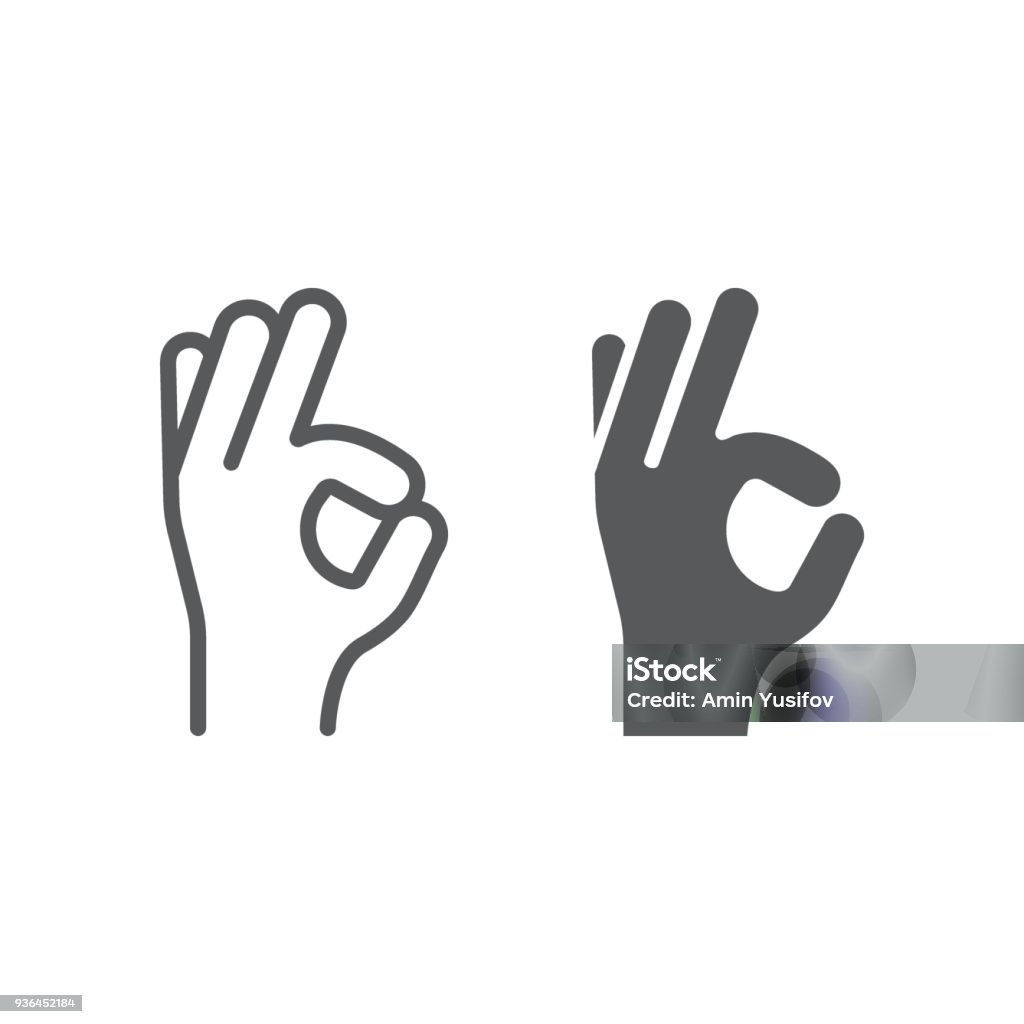 Gesture okay line and glyph icon, e commerce and marketing, best choice sign vector graphics, a linear pattern on a white background, eps 10. OK Sign stock vector