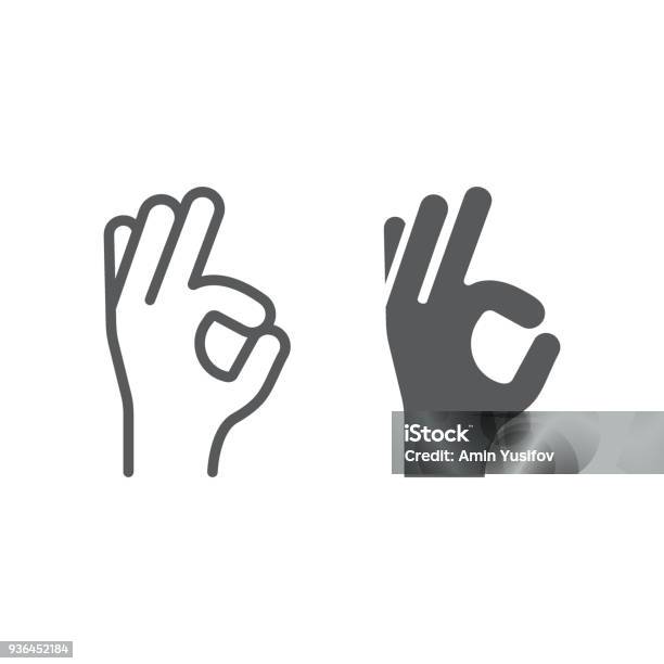 Gesture Okay Line And Glyph Icon E Commerce And Marketing Best Choice Sign Vector Graphics A Linear Pattern On A White Background Eps 10 Stock Illustration - Download Image Now