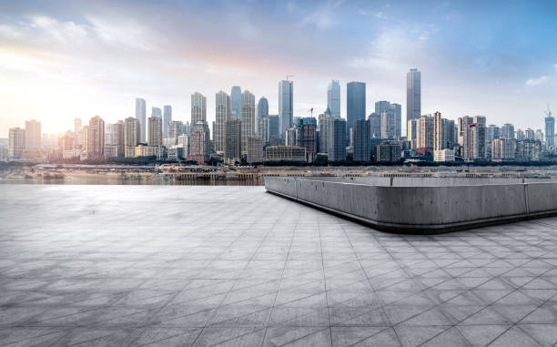 istock Empty floor with modern skyline and buildings in chongqing,china 936452526