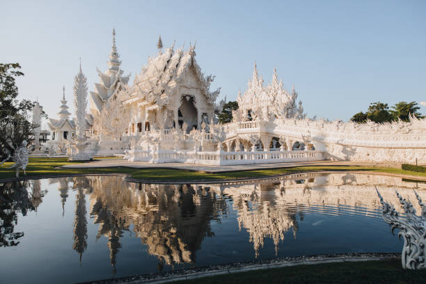 istock Wat Rong Khun White Temple reflected in water, Chiang Rai, Thailand 936457446