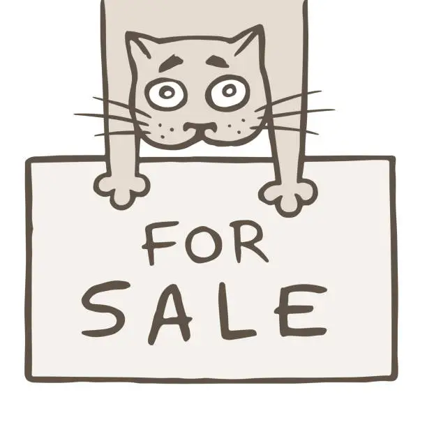 Vector illustration of Cartoon cat seller. Vector illustration