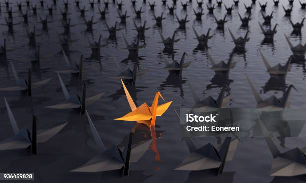 Standing Out From The Crowd With Paper Cranes Stock Photo - Download Image Now - Concepts, Standing Out From The Crowd, Individuality